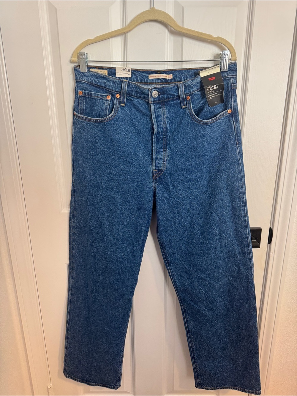 Levi's Ribcage Straight Ankle Jeans Blue Waist 32 NWT